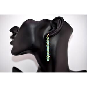 Catherine Weitzman Gold Filled Turquoise Fringe Dangle Earrings